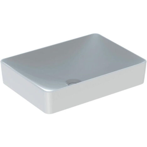 Vasque à poser Geberit VariForm rectangulaire, 55x40cm, sans troude robinetterie, sans trop-plein, Blanc
