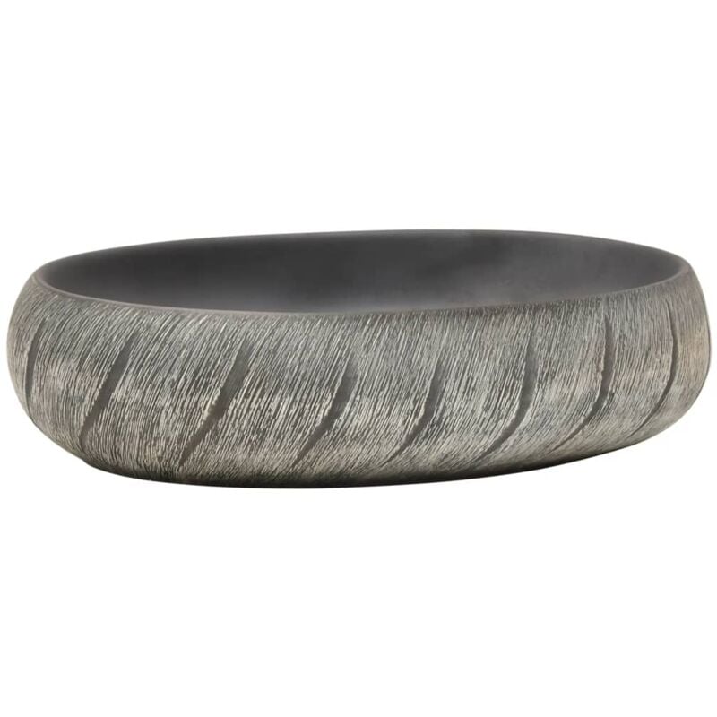 Vasque à poser noir et gris ovale 59x40x15 cm céramique vidaXL