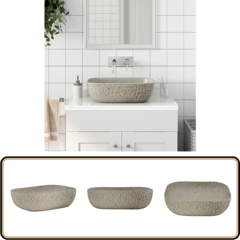 Vidaxl - Vasque à poser gris rectangulaire 48x37,5x13,5 cm céramique - Lavabo - Évier Salle De Bain - Meuble De Salle De Bain - Vasque Design