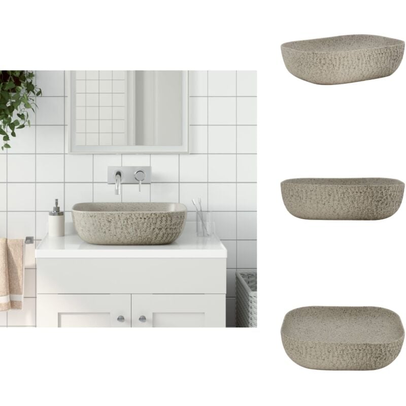 Vidaxl - Vasque à poser gris rectangulaire 48x37,5x13,5 cm céramique - Lavabo - Évier Salle De Bain - Meuble De Salle De Bain - Vasque Design