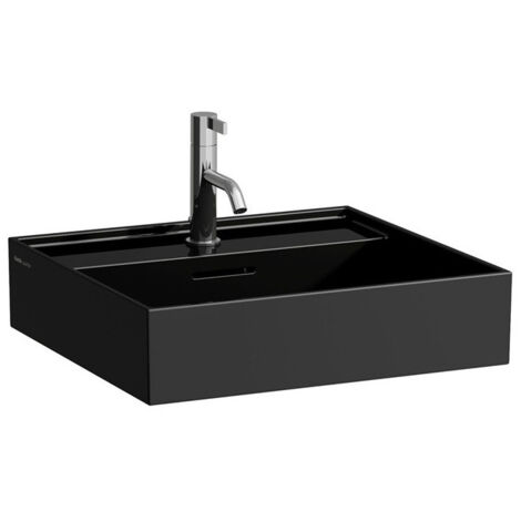 Vasque à poser KARTELL 500 x 460 mm, dessous rectifié avec trop-plein, 1 trou de robinetterie noir LAUFEN