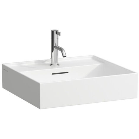 Vasque à poser KARTELL 500 x 460 mm, dessous rectifié avec trop-plein, 1 trou pour robinet finition blanc mat LAUFEN