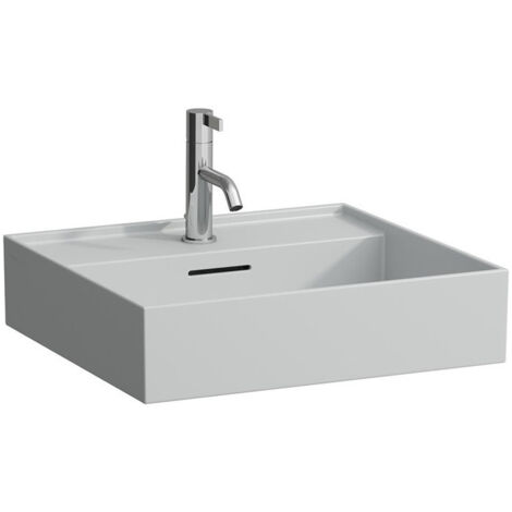 Vasque à poser KARTELL 500 x 460 mm, dessous rectifié avec trop-plein, 1 trou pour robinetterie LAUFEN gris