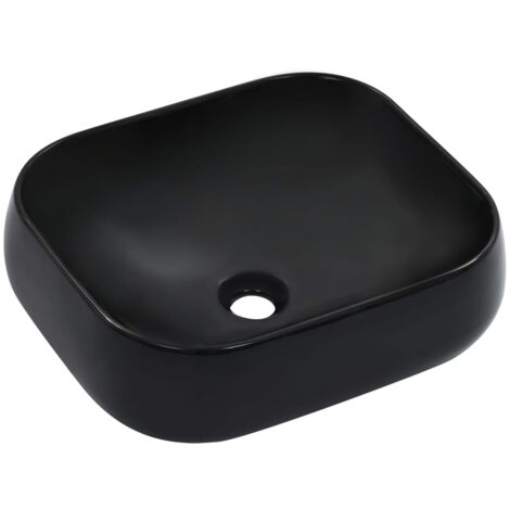 Vasque à poser Lavabo à poser pour salle de bain - 44,5 x 39,5 x 14,5 cm Céramique Noir BV226117 - BonneVie