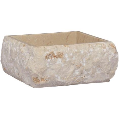 Vasque à poser Lavabo à poser pour salle de bain - Crème 30x30x13 cm Marbre BV344332 - BonneVie