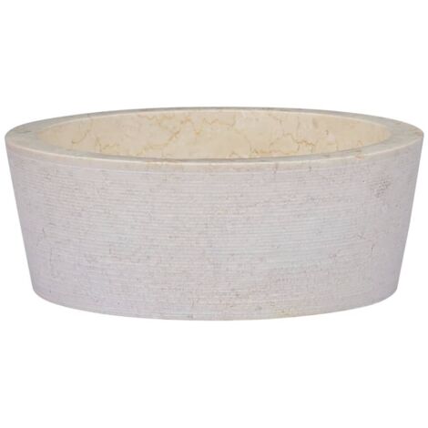 Vasque à poser Lavabo à poser pour salle de bain - Crème Ø40x15 cm Marbre BV699829 - BonneVie