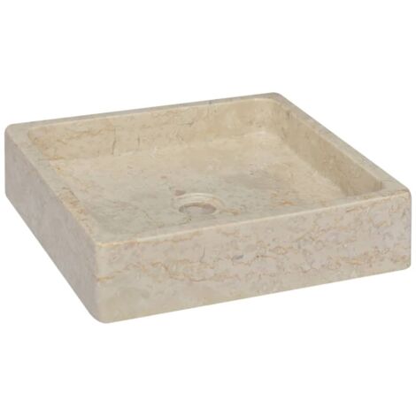 Vasque à poser Lavabo à poser pour salle de bain - Crème 40x40x10 cm Marbre BV249215 - BonneVie