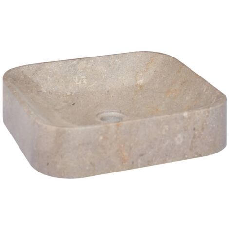 Vasque à poser Lavabo à poser pour salle de bain - Gris 40x40x10 cm Marbre BV710273 - BonneVie