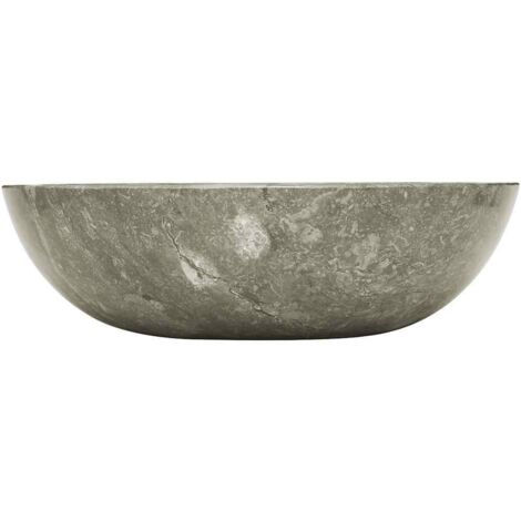 Vasque à poser, Lavabo de salle de bain, Bac à laver Gris Ø40x12 cm Marbre IKJ34759