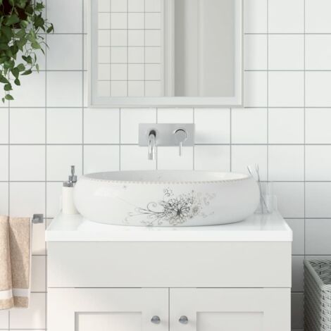 Vasque à poser - Lavabo de salle de bain, Évier blanc ovale 59x40x15 cm céramique DESIGN IN662567