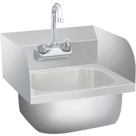 Vasque à poser - Lavabo Lave-mains - Évier commercial de lavage des mains avec robinet Inox Chic-279463