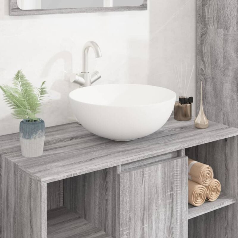 Vasque à poser Lavabo Évier à poser Bac à laver blanc 36x15 cm céramique rond CVW27524