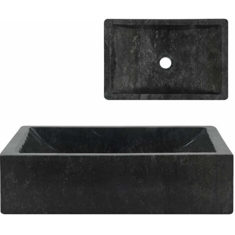 Vasque à poser Lavabo，Bac à laver，Évier pour salle de bain 45x30x12 cm marbre noir brillant MEMV493244