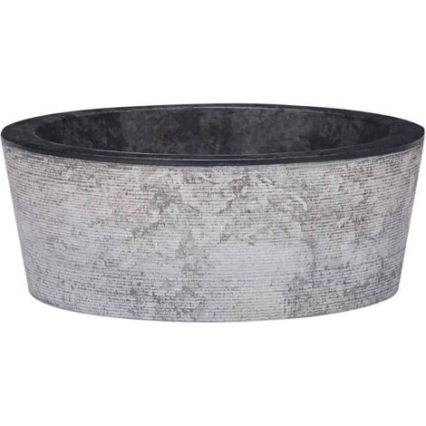 Vasque à poser Lavabo，Bac à laver，Évier pour salle de bain Noir Ø40x15 cm Marbre MEMV534148