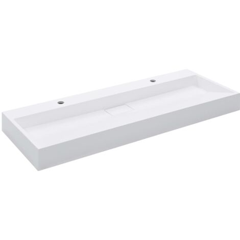 Vasque à poser Lavabo，Évier à poser，Bac à laver 120x46x11 cm Fonte minérale/marbre Blanc CFW67763