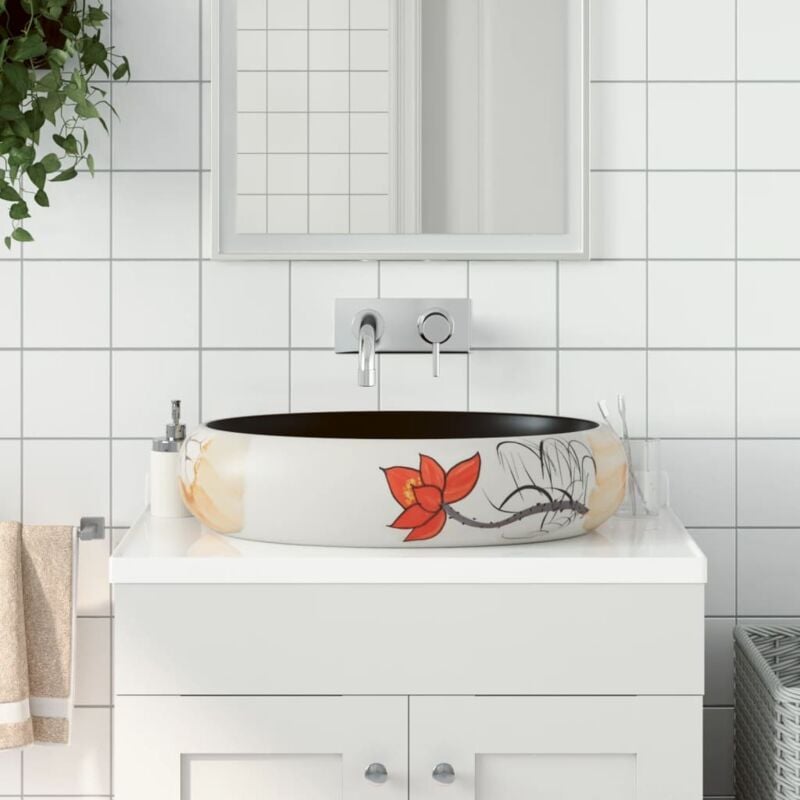 Vasque à poser Lavabo,Évier multicolore ovale 59x40x15 cm céramique CFW59310