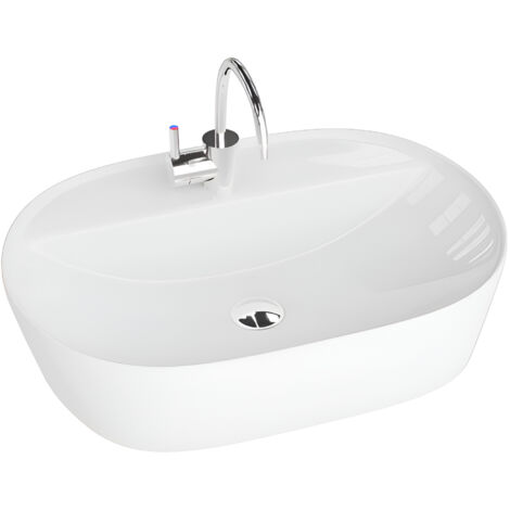 Vasque à poser LAVITA Vasque à poser élégante et compacte  Produit en porcelaine de haute qualité rectangulaire 50,5x38,5x12 cm  Blanc brillant