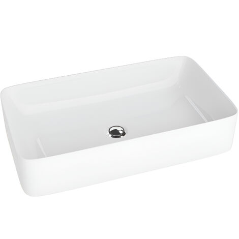 Vasque à poser LAVITA Vasque à poser élégante et compacteProduit en porcelaine de haute qualité rectangulaire 60,5x34x11 cm  Blanc brillant