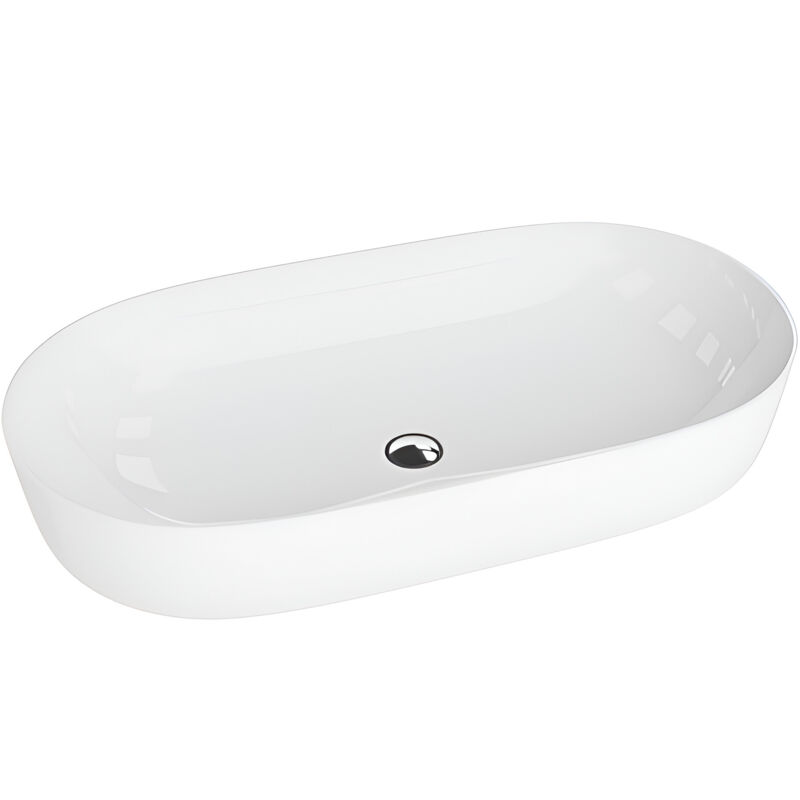 Vasque à poser LAVITA Vasque à poser élégante et compacteProduit en porcelaine de haute qualité rectangulaire 81x40x14 cm Blanc brillant