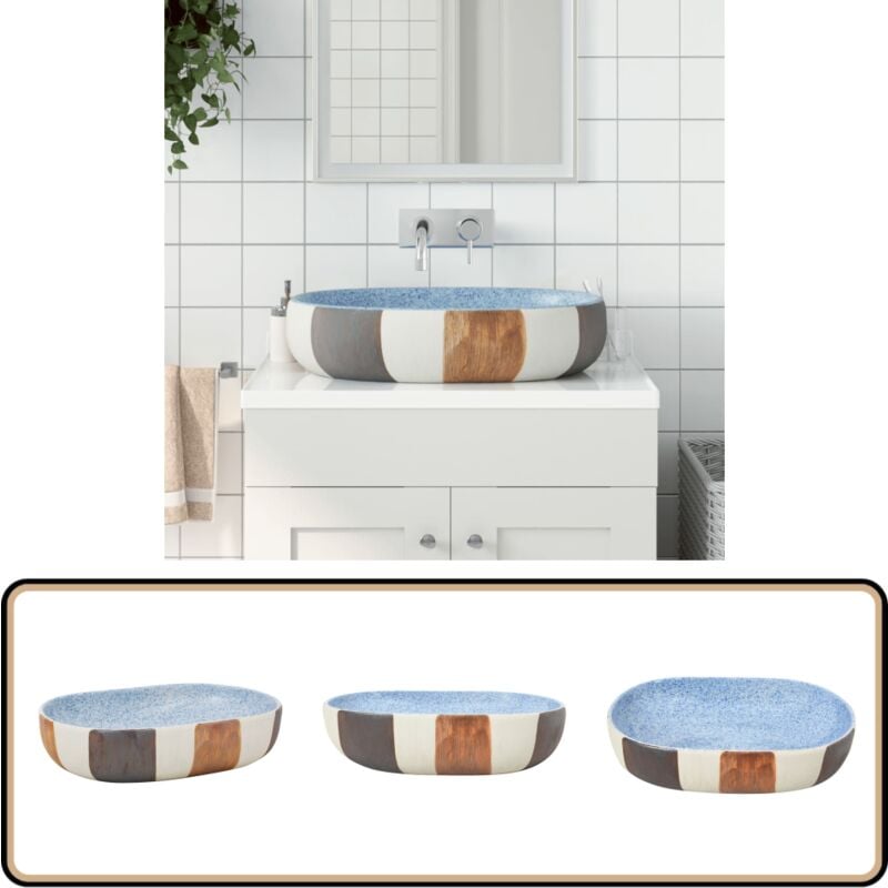 Vidaxl - Vasque à poser multicolore ovale 59x40x14 cm céramique - Lavabo - Évier Salle De Bain - Vasque à Poser - Lavabo Design - Lavabo Céramique