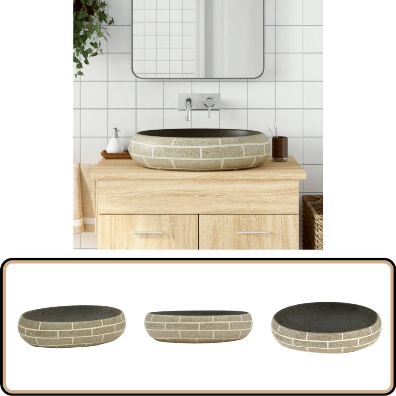 Vidaxl - Vasque à poser multicolore ovale 59x40x15 cm céramique - Lavabo - Évier De Salle De Bain - Vasque à Poser - Meuble De Salle De Bain