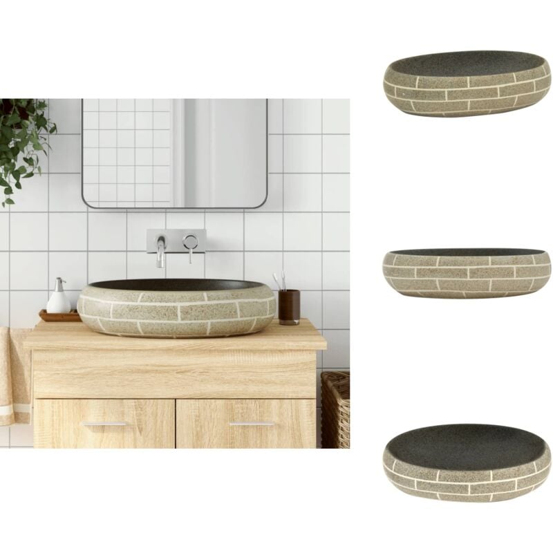 Vidaxl - Vasque à poser multicolore ovale 59x40x15 cm céramique - Lavabo - Évier De Salle De Bain - Vasque à Poser - Meuble De Salle De Bain