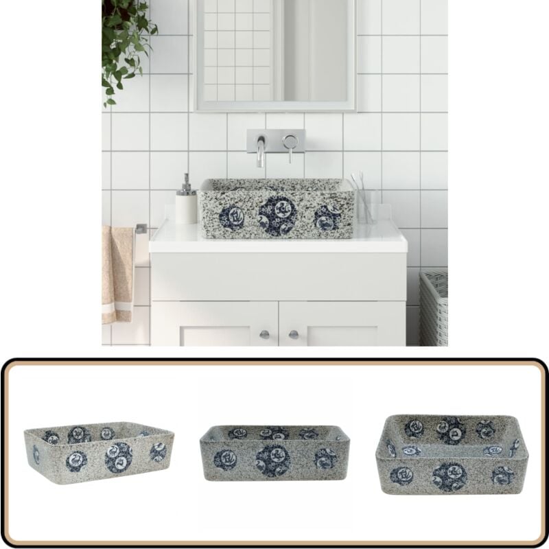 Vidaxl - Vasque à poser multicolore rectangulaire 46x35,5x13cm céramique - Lavabo Design - Lavabo Céramique - Lavabo Moderne - Lavabo Rectangle