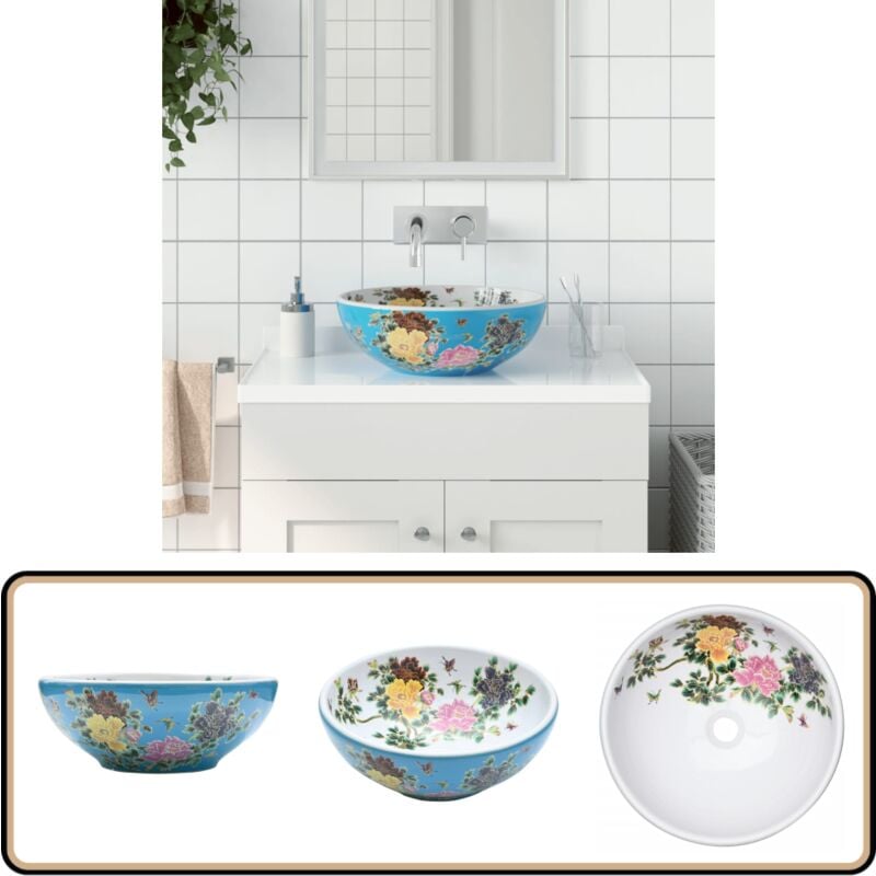 Vidaxl - Vasque à poser multicolore rond Φ41x14 cm céramique - Lavabo Design - Lavabo Céramique - Lavabo Moderne - Lavabo Suspendu - Évier Salle De