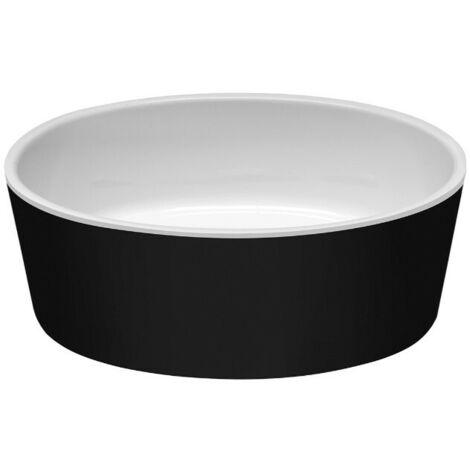 Vasque à poser noir brillant avec bonde chrome UNIQUA