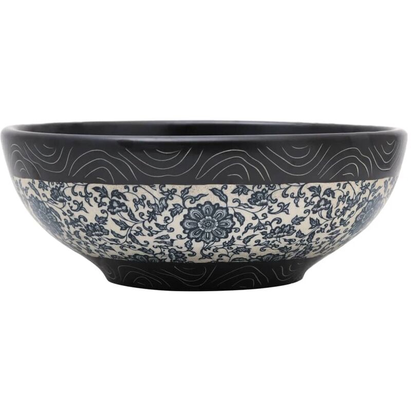 Vasque à poser noir et bleu rond Φ41x14 cm céramique vidaXL