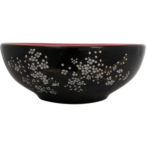 Vasque à poser noir et rouge rond Φ41x14 cm céramique CFW912551