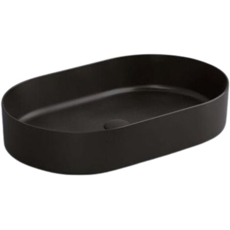 Vasque à poser ovale allongée -52 x 30 cm -Noir mat -NÉRIA
