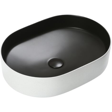 Vasque à poser ovale capsule -50 x 37 cm -Noir et blanc mat -MISSA