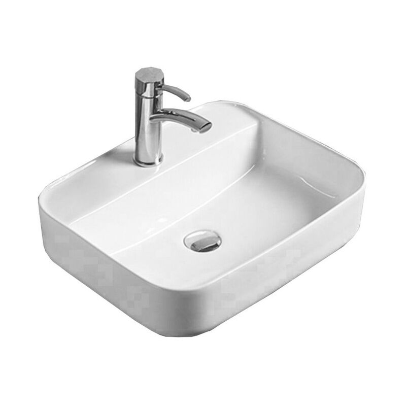 Vasque à poser ovale, céramique 50,5x40,5x14 cm Blanc