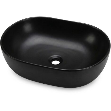 Vasque à poser ovale ELIPSE céramique 49 cm Noir Mat