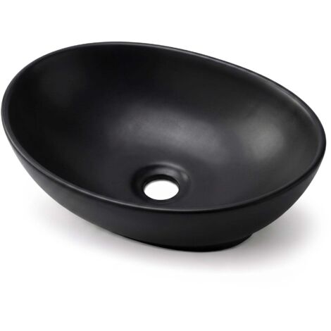 Vasque à poser ovale OVALIS céramique 41 cm Noir Mat