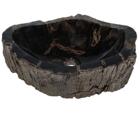 Vasque à poser pierre bois fossilisé BAIN 40 à 59 cm - 59x45x15 cm - Kayu Meuble