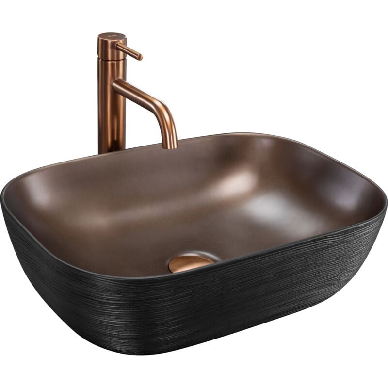 REA - vasque à poser belinda oval brush copper