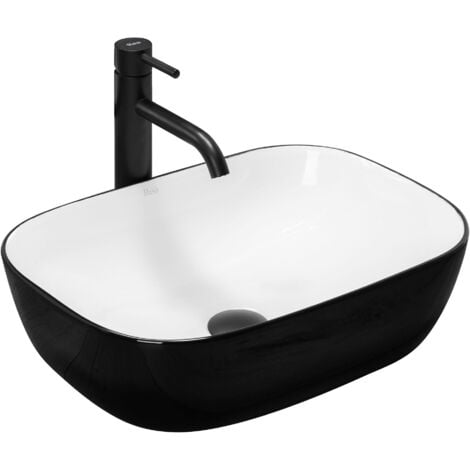 VASQUE À POSER REA LAVABO BELINDA WHITE BLACK
