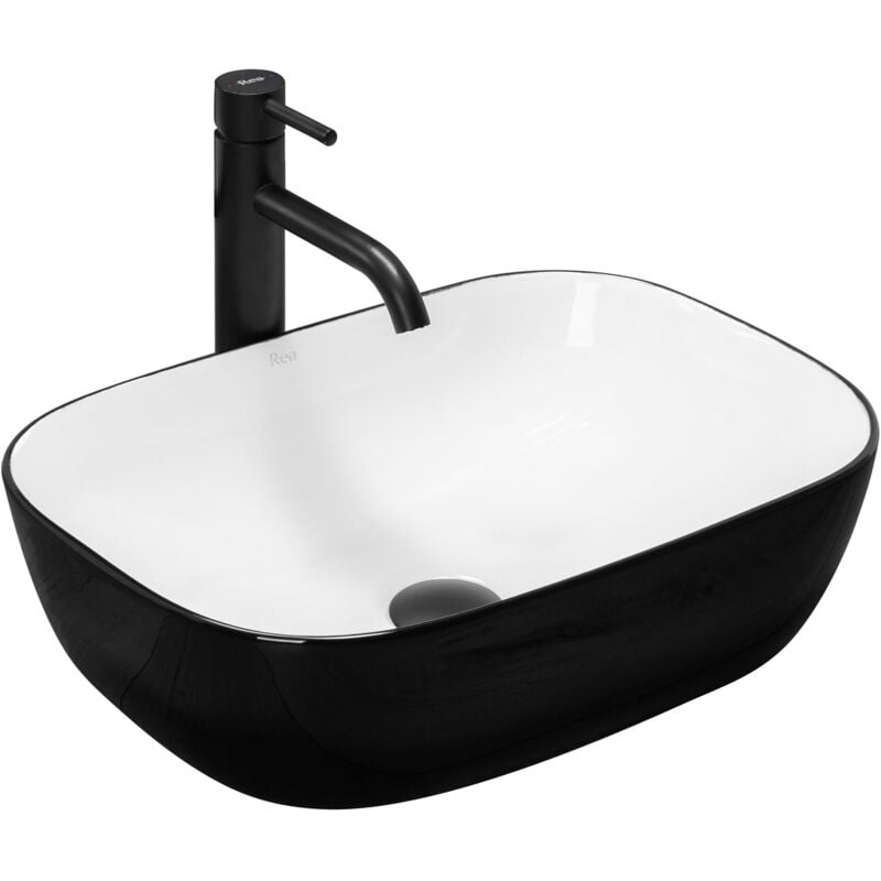 REA - vasque à poser lavabo belinda white black