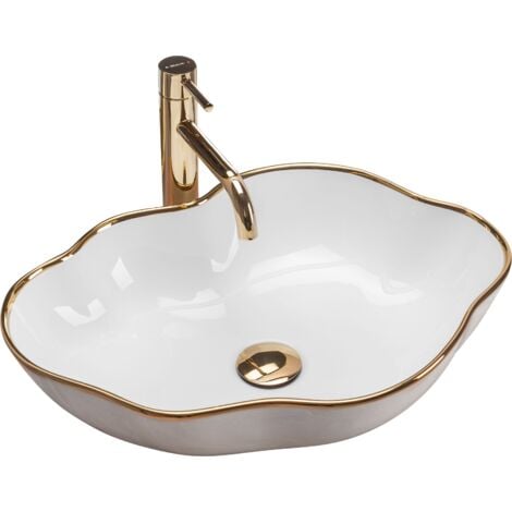 VASQUE À POSER REA LAVABO PEARL GOLD EDGE