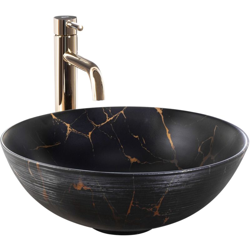 REA - vasque à poser lavabo stella black marble brush