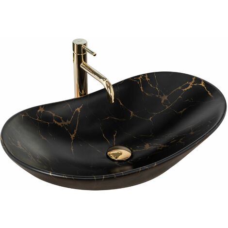 VASQUE À POSER REA ROYAL 60 BLACK MARBLE MAT