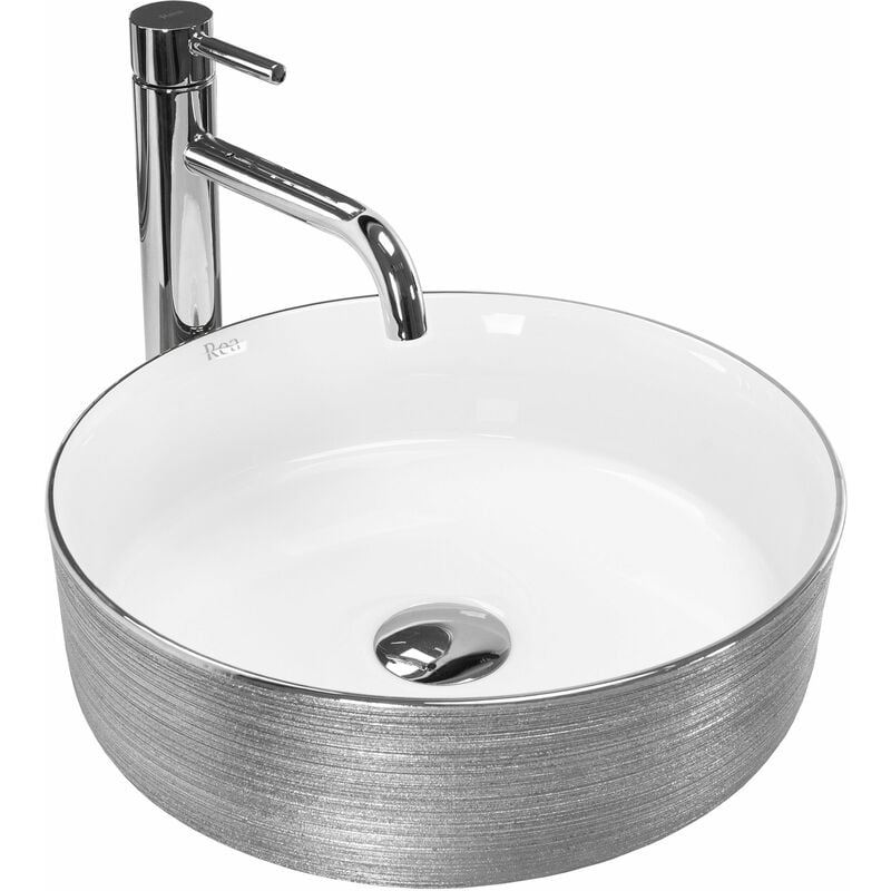 REA - vasque à poser sami silver brush/white