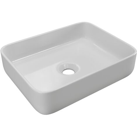 Vasque à poser rectangle en céramique - Blanc - 50 x 39 cm - JUNIKO II