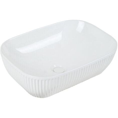Vasque à poser rectangulaire -47 x 33,5 cm -Blanc brillant rainurée -VITTORIA