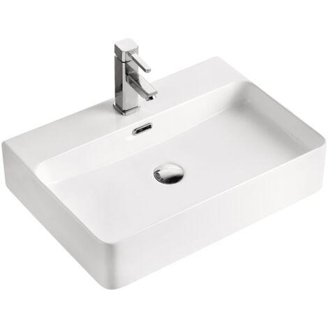 Vasque à poser rectangulaire -60 x 42 cm -Blanc -SORA