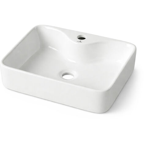 Vasque à poser rectangulaire AURA céramique 47 cm Blanc
