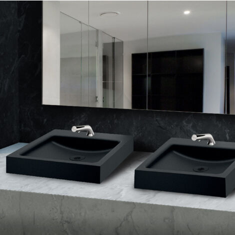 Vasque à Poser - Rectangulaire - Avec Trou de Robinnetterie - 39,5 cm - Inox Noir - UNITO
