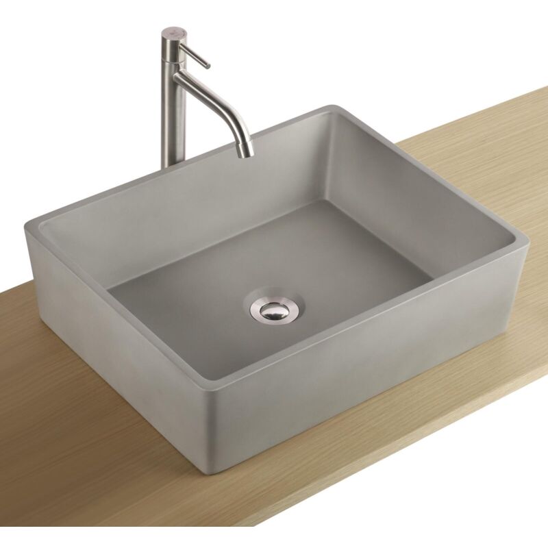 Vasque à poser rectangulaire gris clair béton line